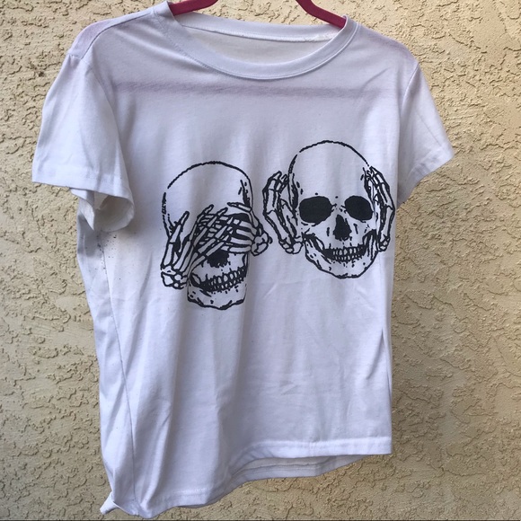 White Double Skull Shirt - Picture 1 of 5
